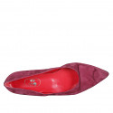 ﻿Zapato de salon puntiagudo en gamuza granate para mujer con accesorio tacon 2 - Tallas disponibles:  42, 43, 44, 45