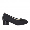 Woman's pump with removable insole and bow in black fabric and patent leather heel 4 - Available sizes:  33, 34, 42, 44, 46