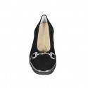 Woman's pump with removable insole and accessory in black suede wedge heel 4 - Available sizes:  34, 43, 45