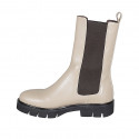 Stivaletto alto da donna in pelle grigio tortora con elastici tacco 3 - Misure disponibili: 34, 35, 42, 43, 44, 45, 46