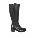 Bota para mujer con cremallera en piel negra con tacon 5 - Tallas disponibles:  32, 44, 45