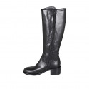 Woman's boot with zipper in black leather with heel 5 - Available sizes:  32, 44, 45