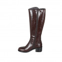 Woman's boot with zipper in brown leather with heel 5 - Available sizes:  32, 33, 43, 44, 46