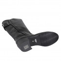 Stivale da donna con fibbia e cerniera in pelle nera tacco 5 - Misure disponibili: 32, 33, 34, 42, 43, 44, 45, 46, 47