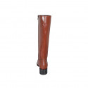 Woman's boot with zipper in cognac brown leather with heel 5 - Available sizes:  33, 42, 43, 44, 45, 46