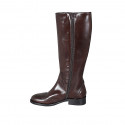 Woman's boot in brown leather with zipper and wingtip heel 3 - Available sizes:  33, 42, 43, 44, 47