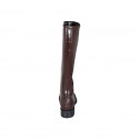 Bottes avec fermeture éclair et bout golf pour femmes en cuir marron talon 3 - Pointures disponibles:  33, 42, 43, 44, 47