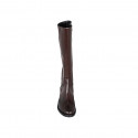 Woman's boot in brown leather with zipper and wingtip heel 3 - Available sizes:  33, 42, 43, 44, 47