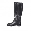 Botas con cremallera y punta de ala para mujer en piel negra tacon 3 - Tallas disponibles:  33, 34, 44, 45