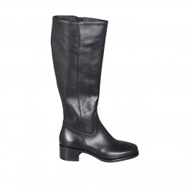 Bota para mujer en piel negra con punta cuadrada y cremallera tacon 4 - Tallas disponibles:  42