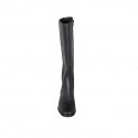 Woman's boot with squared tip and zipper in black leather heel 4 - Available sizes:  42, 45