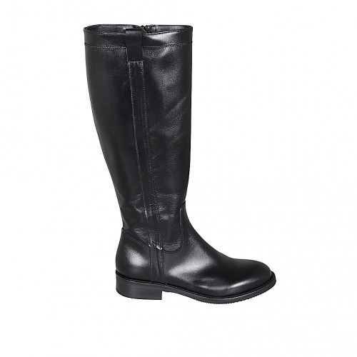 Woman's boot in black leather with zipper heel 3 - Available sizes:  33, 43, 44, 45, 47