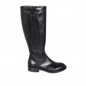 Bota para mujer en piel negra con cremallera tacon 3 - Tallas disponibles:  33, 43, 44, 45, 47