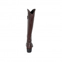 Woman's Texan boot with half zipper in brown leather heel 5 - Available sizes:  33, 46