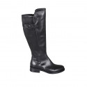 Woman's boot in black leather with zipper and buckle heel 3 - Available sizes:  33, 44, 45, 47