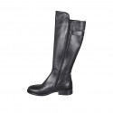 Stivale da donna in pelle nera con cerniera e fibbia tacco 3 - Misure disponibili: 33, 44, 45, 47