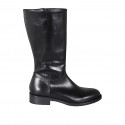 Bottes basses pour femmes en cuir noir avec fermeture éclair talon 3 - Pointures disponibles:  32, 34, 42, 43, 44, 46