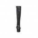 Bottes pour femmes en cuir et matériau élastique noir talon 3 - Pointures disponibles:  44, 45