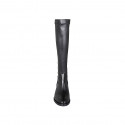 Woman's boot in black leather and elastic material heel 3 - Available sizes:  44, 45