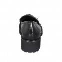 Woman's mocassin in black brush-off leather with accessory heel 5 - Available sizes:  44, 45