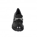 Woman's mocassin in black brush-off leather with accessory heel 5 - Available sizes:  44, 45