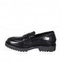 Mocassino da donna in pelle abrasivata nera tacco 3 - Misure disponibili: 32, 33, 34, 42, 43, 44, 45