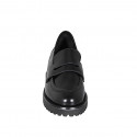 Mocassin pour femmes en cuir brossé noir talon 3 - Pointures disponibles:  33, 44, 45