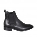 Bottines à bout pointu pour femmes avec elastiques en cuir noir avec talon 3 - Pointures disponibles:  32, 34, 42, 43, 45