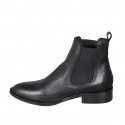 Woman's pointy ankle boot with elastic bands in black leather with heel 3 - Available sizes:  32, 43, 45