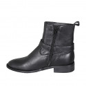 Woman's pointy ankle boot with buckle in black leather with heel 3 - Available sizes:  32, 42, 43, 45