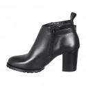 Bottines basses pour femmes avec boucle et fermeture éclair en cuir noir talon 7 - Pointures disponibles:  35, 43, 44, 45