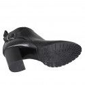 Stivaletto basso da donna con fibbia e cerniera in pelle nera tacco 7 - Misure disponibili: 35, 44, 45