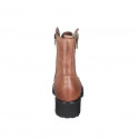 Woman's laced ankle boot with zippers in cognac brown leather heel 5 - Available sizes:  45