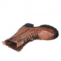 Botin para mujer con cordones y cremalleras en piel cognac tacon 5 - Tallas disponibles:  45