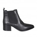 Woman's pointy and low ankle boot with elastic bands in black leather heel 5 - Available sizes:  35, 42, 43, 44, 45