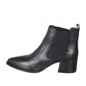 Woman's pointy and low ankle boot with elastic bands in black leather heel 5 - Available sizes:  35, 42, 43, 44, 45