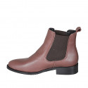 Bottines basses pour femmes avec élastiques en cuir marron talon 3 - Pointures disponibles:  33, 44, 45