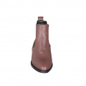 Stivaletto basso da donna con elastici in pelle marrone tacco 3 - Misure disponibili: 33, 42, 44, 45