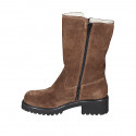 Bota para mujer con cremalleras en gamuza cognac tacon 5 - Tallas disponibles:  33, 34, 35, 42, 43