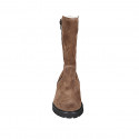 Bota para mujer con cremalleras en gamuza cognac tacon 5 - Tallas disponibles:  33, 34, 35, 42, 43