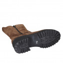 Bottes pour femmes avec fermetures éclair en daim cognac talon 5 - Pointures disponibles:  33, 34, 35, 42, 43, 45