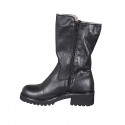 Bottes pour femmes avec fermetures éclair en cuir noir talon 5 - Pointures disponibles:  42