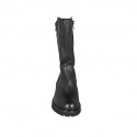 Bota para mujer con cremalleras en piel negra tacon 5 - Tallas disponibles:  32, 33, 42, 43, 44, 45