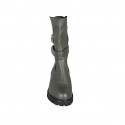 Bottes pour femmes en cuir vert olive avec boucles et fermeture éclair talon 5 - Pointures disponibles:  42, 43, 44, 45