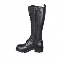 Bottes pour femmes avec lacets et fermeture éclair en cuir noir avec talon 5 - Pointures disponibles:  32, 33, 34, 35, 43