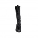 Bota para mujer con cordones y cremallera en piel negra tacon 5 - Tallas disponibles:  33