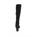 Woman's knee-high boot in black suede and elastic material with zipper heel 7 - Available sizes:  32, 43