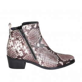 Woman's ankle boot with zippers in multicolored printed leather heel 5 - Available sizes:  44