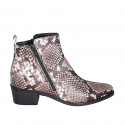 Woman's ankle boot with zippers in multicolored printed leather heel 5 - Available sizes:  32, 34, 44, 47