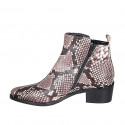 Woman's ankle boot with zippers in multicolored printed leather heel 5 - Available sizes:  32, 34, 44, 47